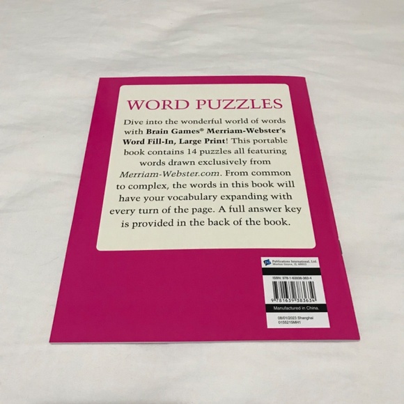 NEW Brain Games Merriam Webster's Word Fill In Large Print Book Booklet - Picture 2 of 3